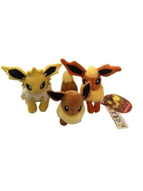 Pokemon Center Eevee Jolteon & Flareon Plush Set 2012-2017